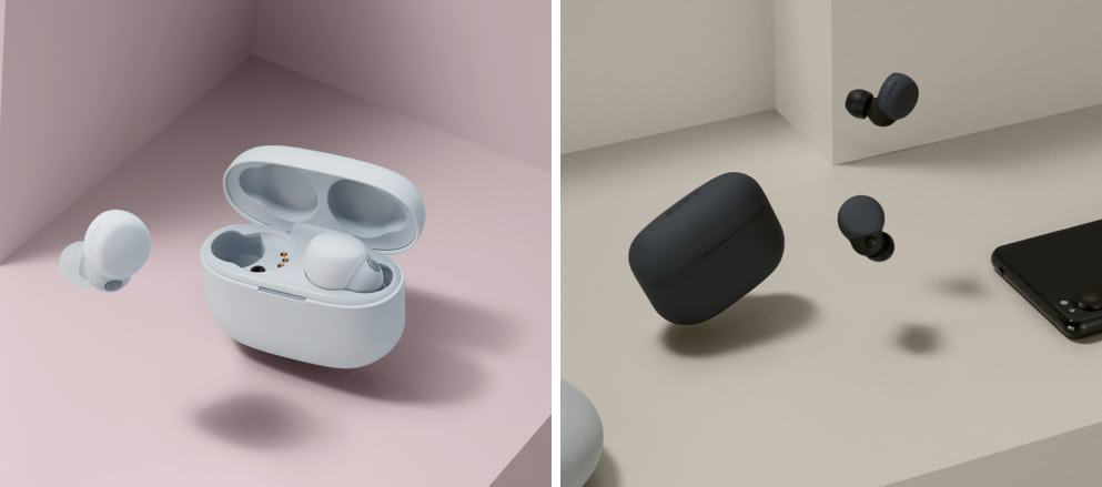 Novos fones LinkBuds S da Sony contam com duas opções de cores, preta e branca