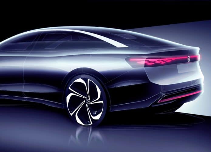 Esboço oficial do ID. Aero, postado pela Volkswagen