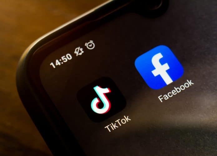 logos dos apps Facebook e TikTok