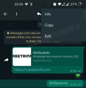 Novo recurso de edição do WhatsApp