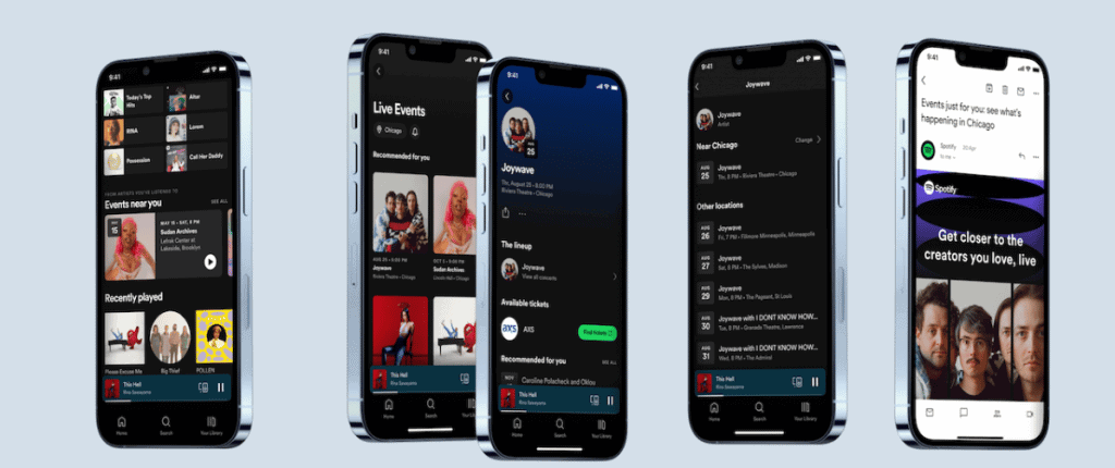 novo recurso de eventos do Spotify