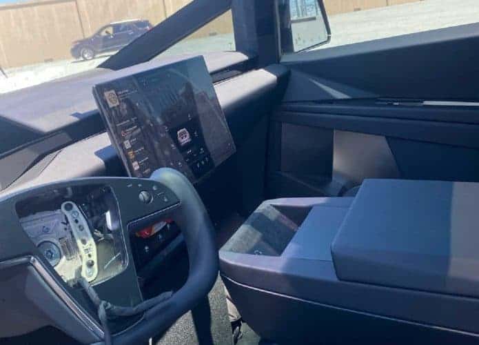 Interior da picape elétrica Tesla Cybertruck
