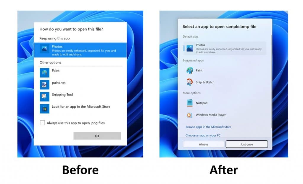 Novo menu "Abrir com" do Windows 11 (Imagem: reprodução/Windows Latest)