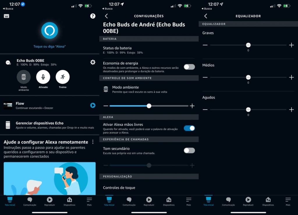 App Alexa com os Echo Buds 2ª geração (Imagem: reprodução)