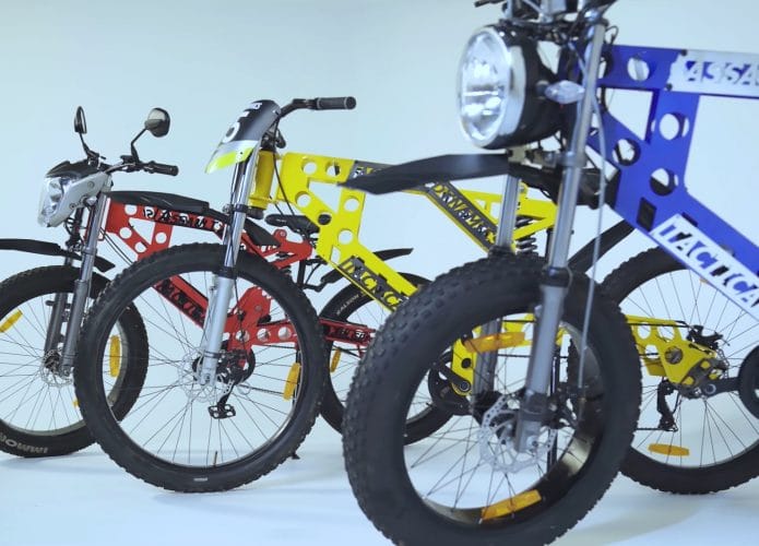 Alguns modelos da bicicleta modular inspirada nos brinquedos Lego