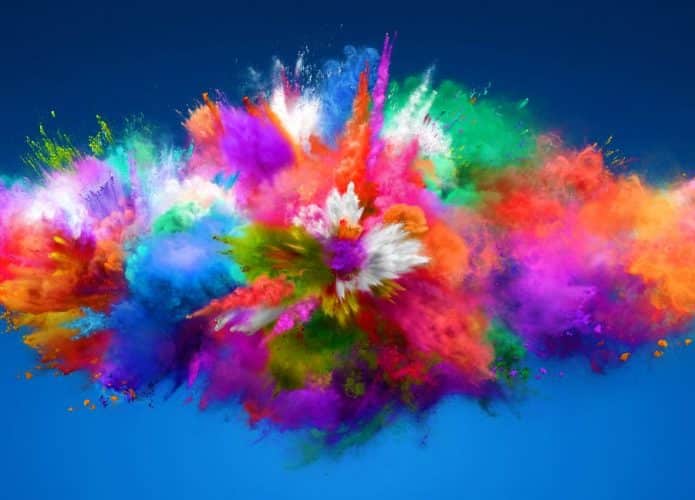 Explosão de cores em arco-íris