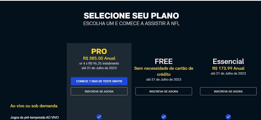 pré-temporada nfl graça