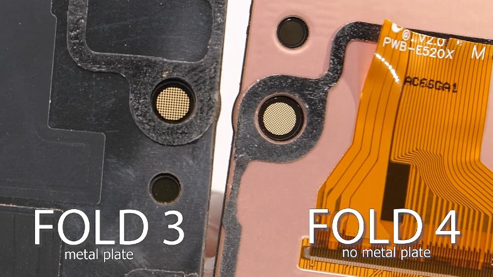 Comparação da densidade de pixels da câmera selfie do Fold 3 com a do Fold 4