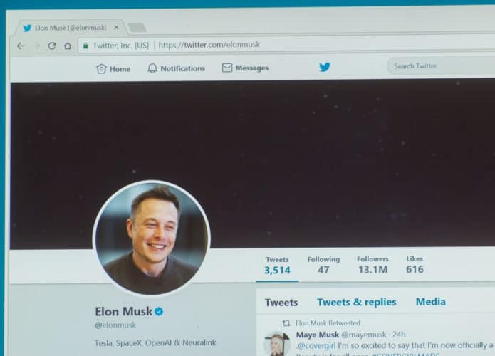 Perfil do Twitter do Elon Musk