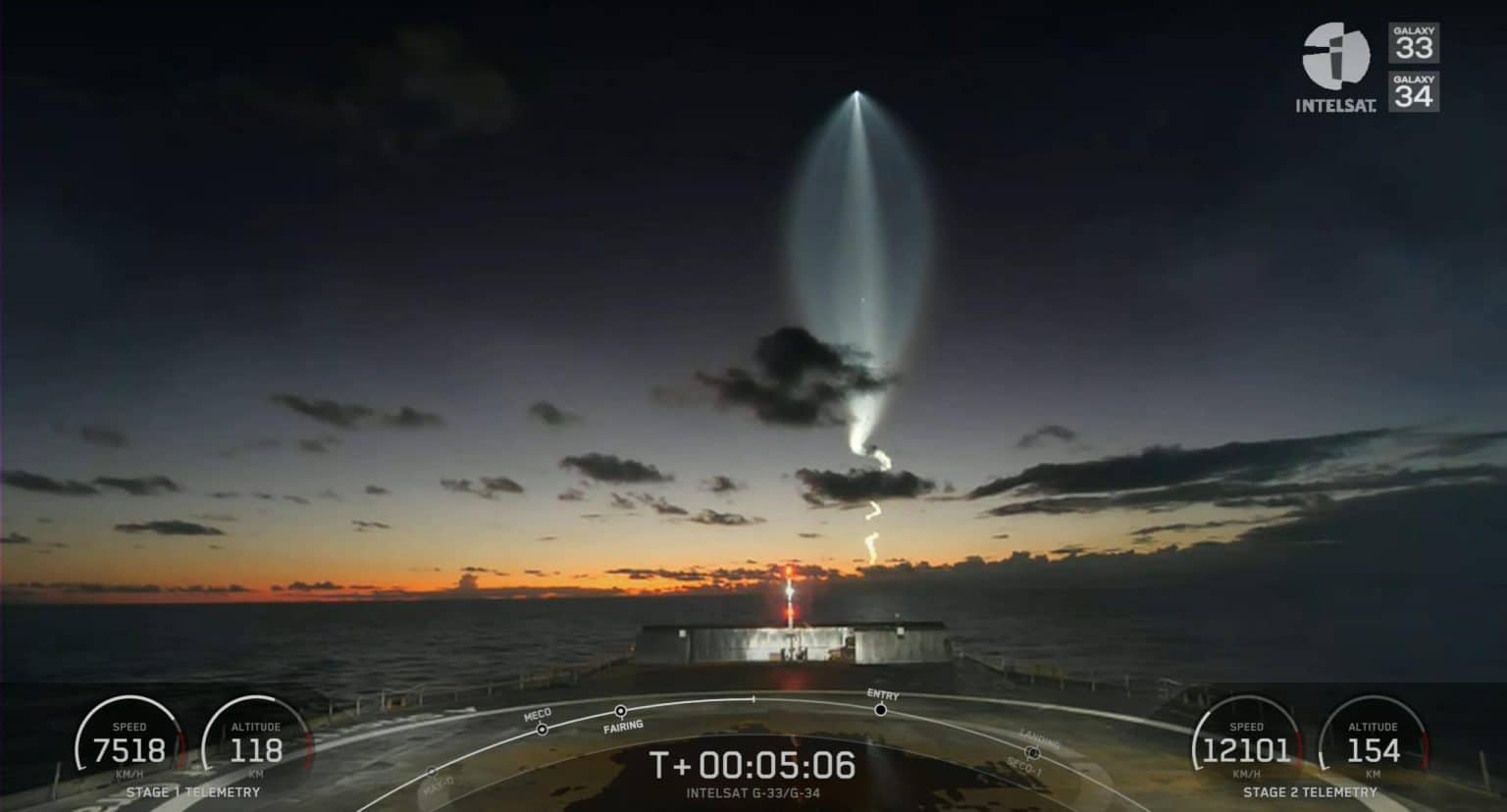 Navio drone da SpaceX captura momento em que nave sobe em forma de "água-viva"
