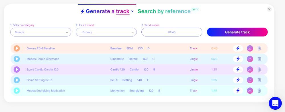 Interface do Mubert AI, que gera músicas usando inteligência artificial