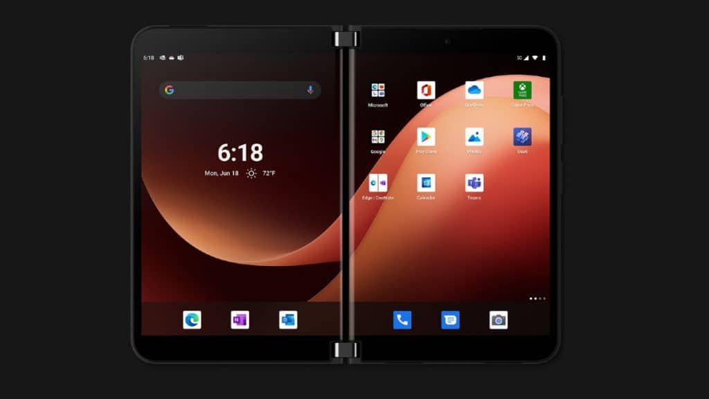 Detalhes do Windows 11 no Android 12L como papéis de parede e a barra de tarefas