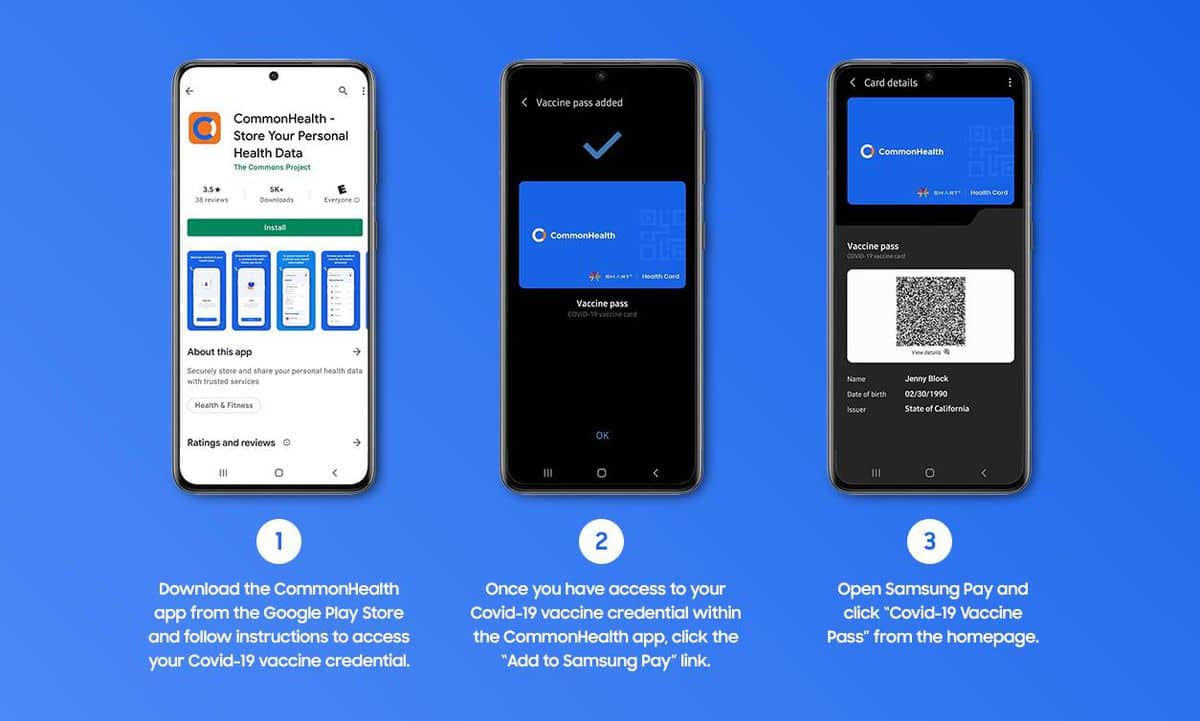 O Samsung Pay permite que os usuários armazenem suas credenciais de vacinação 