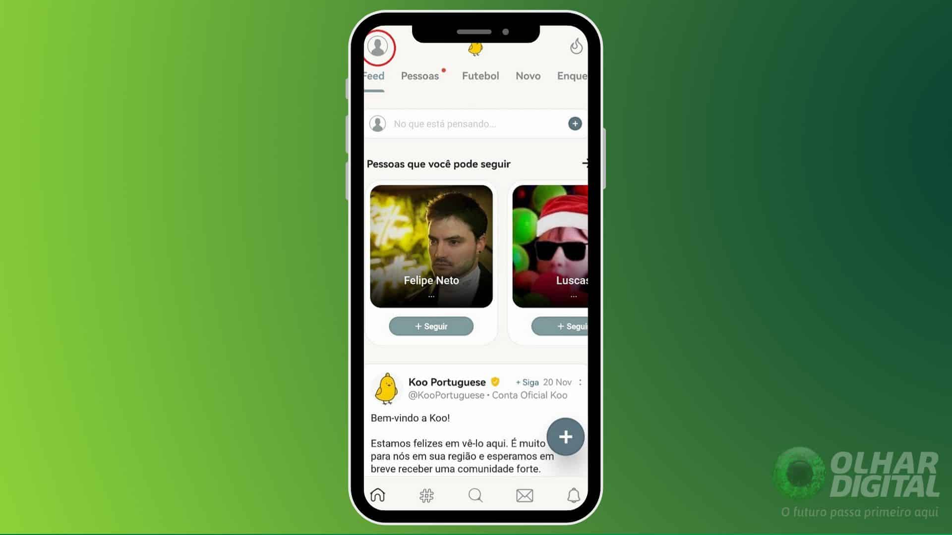 Excluir conta Koo App