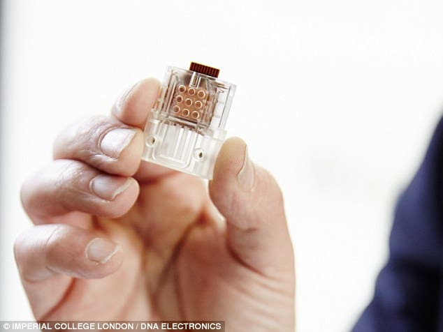 UK scientists have developed a USB test (pictured) which can detect levels of HIV in a drop of blood. The disposable technology could help patients to monitor their own treatment and produces an accurate result in just 30 minutes