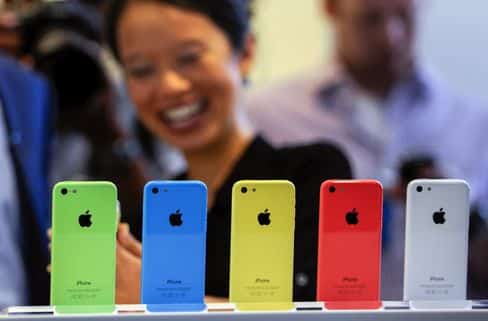 The iPhone 5C in a variety of colors.