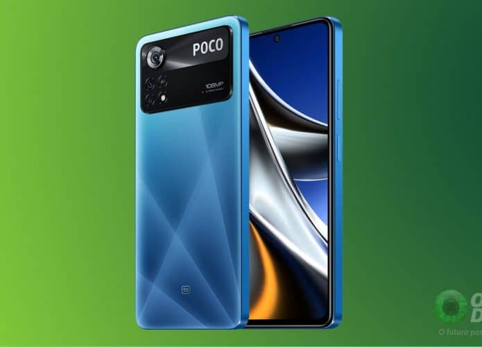 Parte frontal e traseira do smartphone Xiaomi Poco X4 Pro 5G