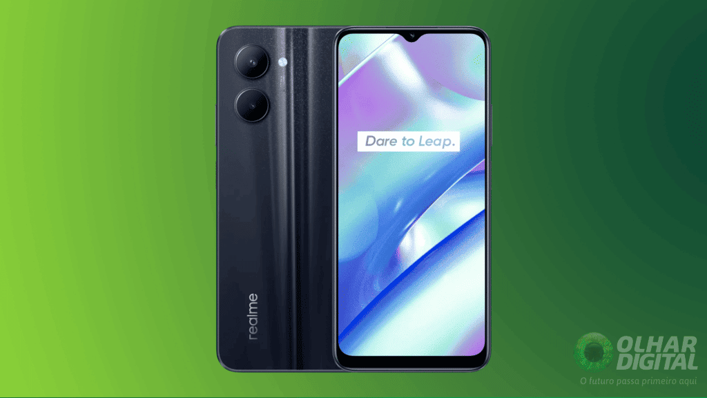 Parte frontal e traseira do smartphone Realme C33