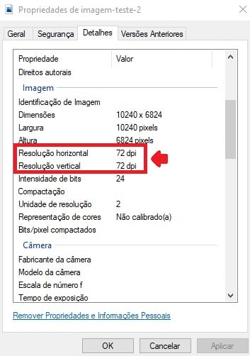 Como ver o DPI de uma foto