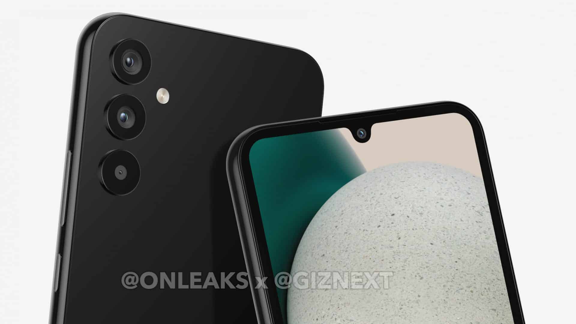 Suposto Galaxy A34 (Imagem: divulgação/OnLeaks e Giznext)
