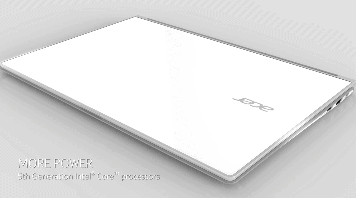 The Acer Aspire S7 has a gorgeous white glass exterior.