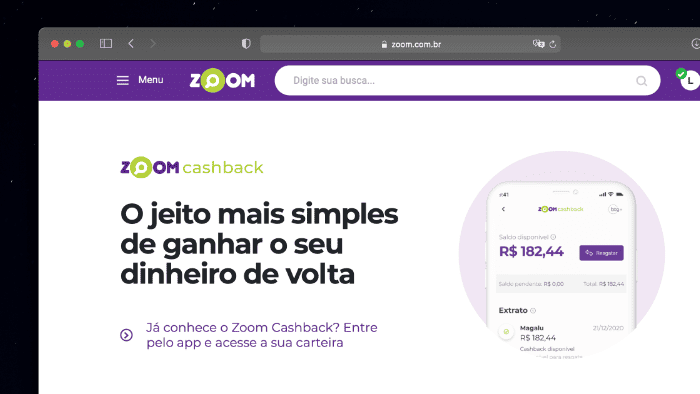 Zoom Cashback (Imagem: Reprodução)