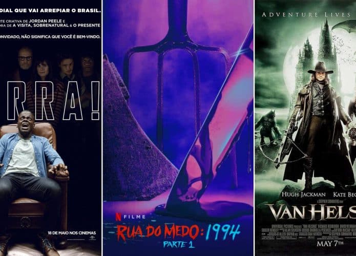 Montagem com postes de filmes de terror na Netflix