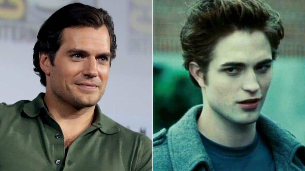 Montagem com o ator Henry Cavill e Robert Pattinson como Edward em Crepúsculo