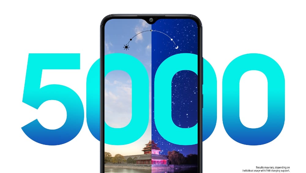 Bateria de 5000 mAh com carregamento de 15W é um dos destaques do Galaxy M04