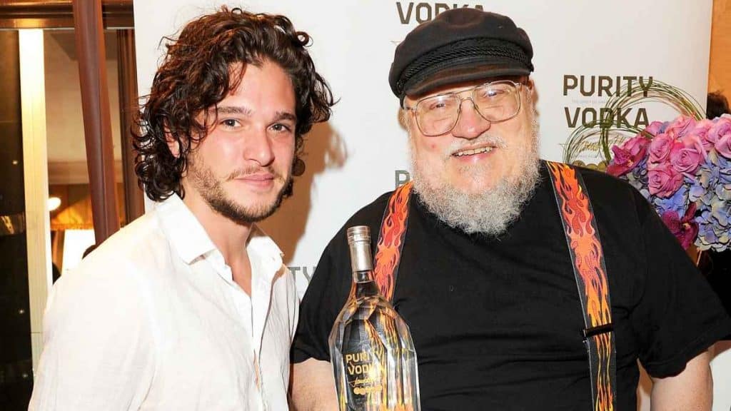 Kit Harington e George R.R. Martin. Imagem: Reprodução/Craig Barritt