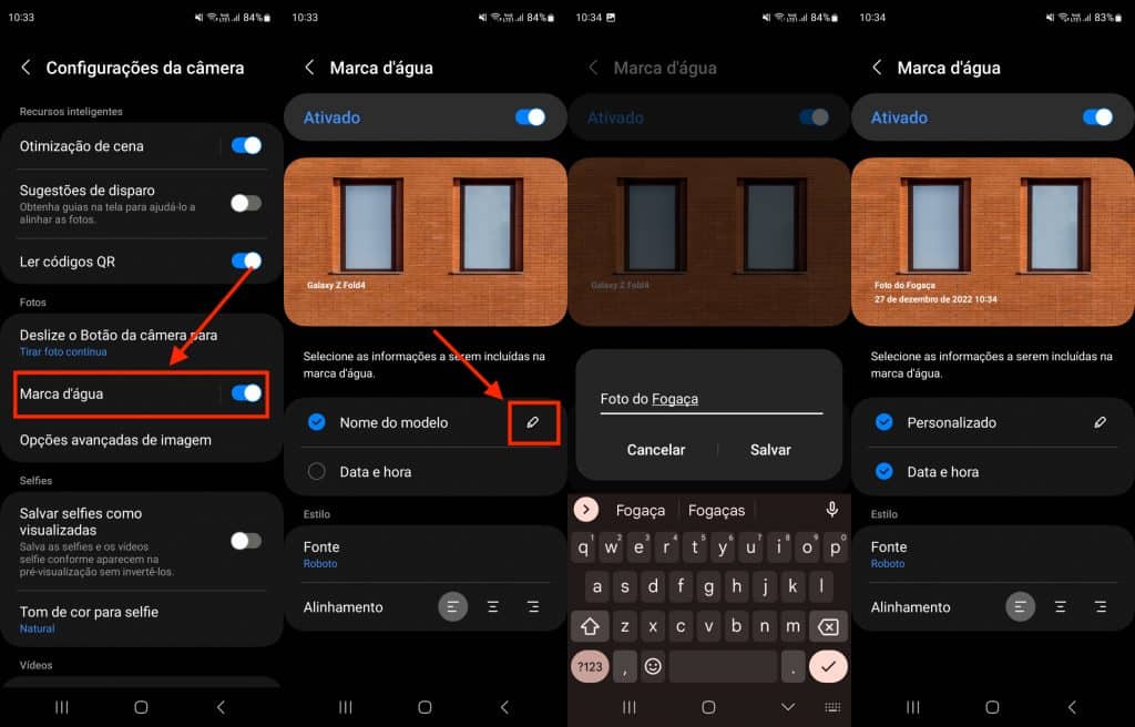 Marca d'água na One UI 5 com Android 13 (Imagem: reprodução/Olhar Digital)