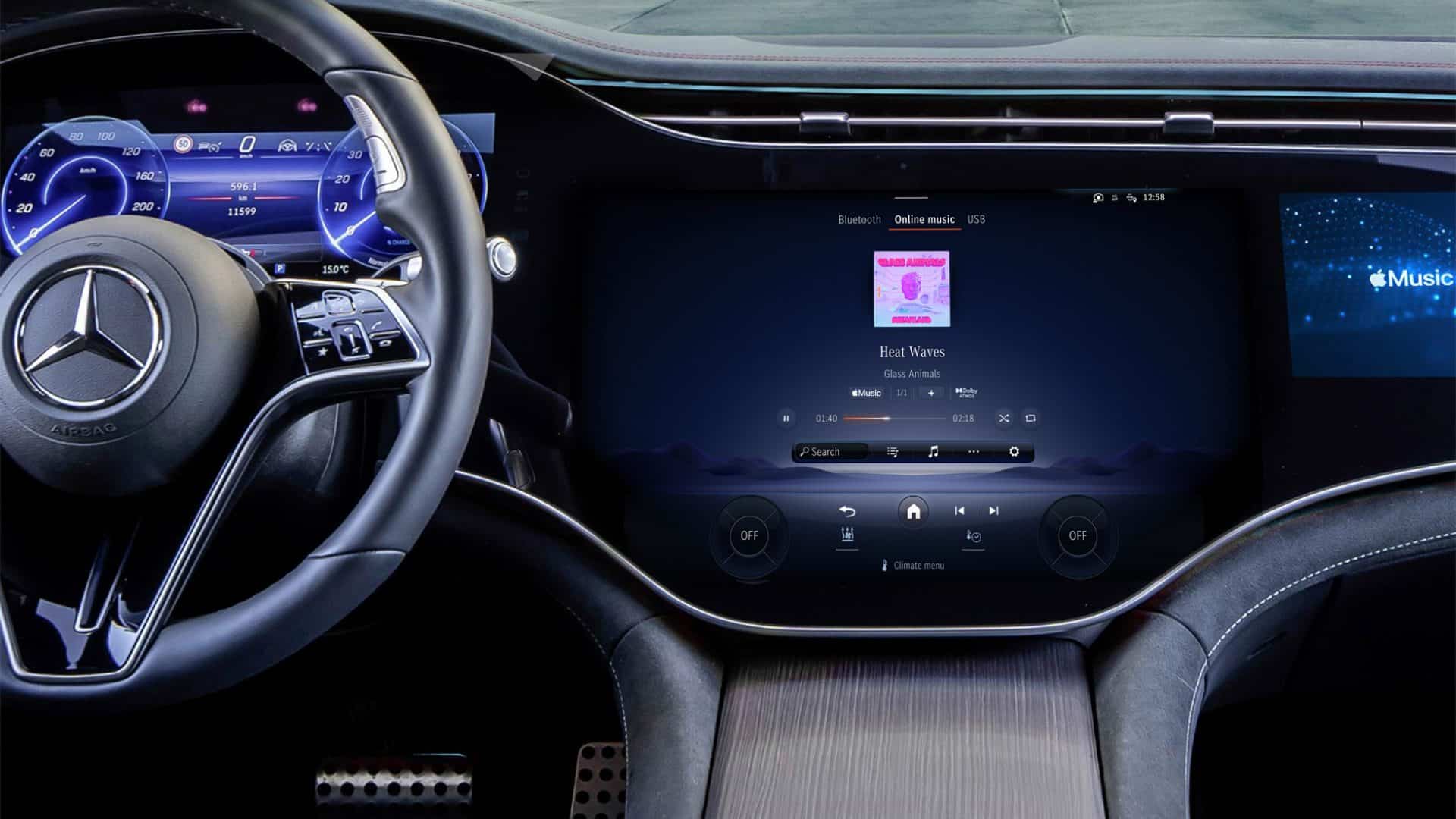 Apple Music com Dolby Atmos em uma Mercedes (Imagem: divulgação/Apple)