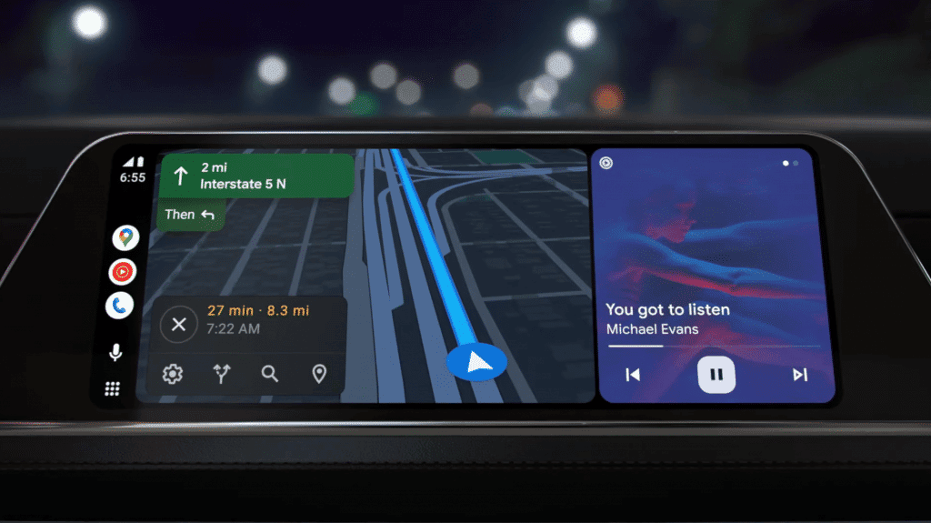 Nova interface para o Android Auto (Imagem: divulgação/Google)