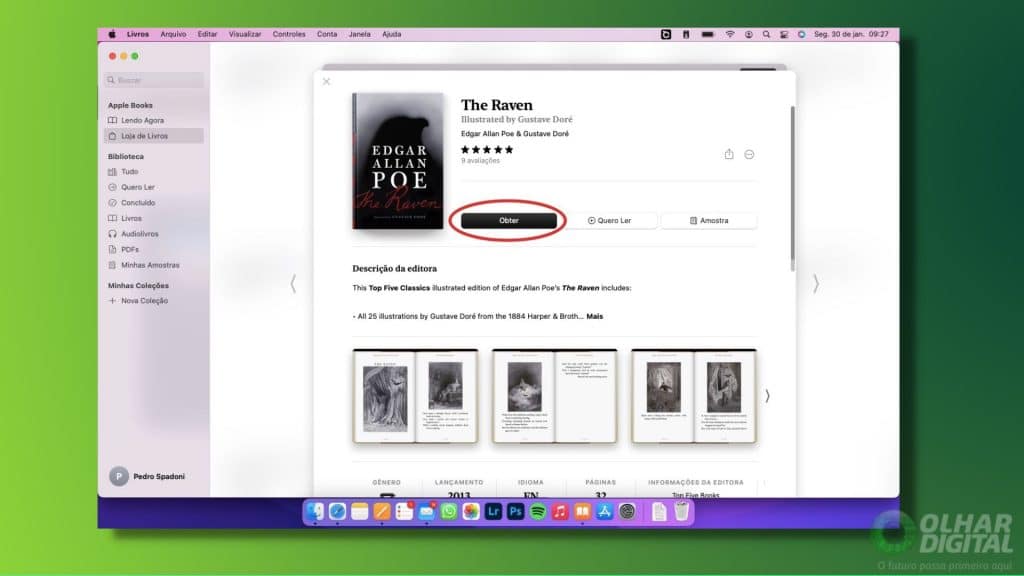 Tela de livro no Apple Livros num Mac