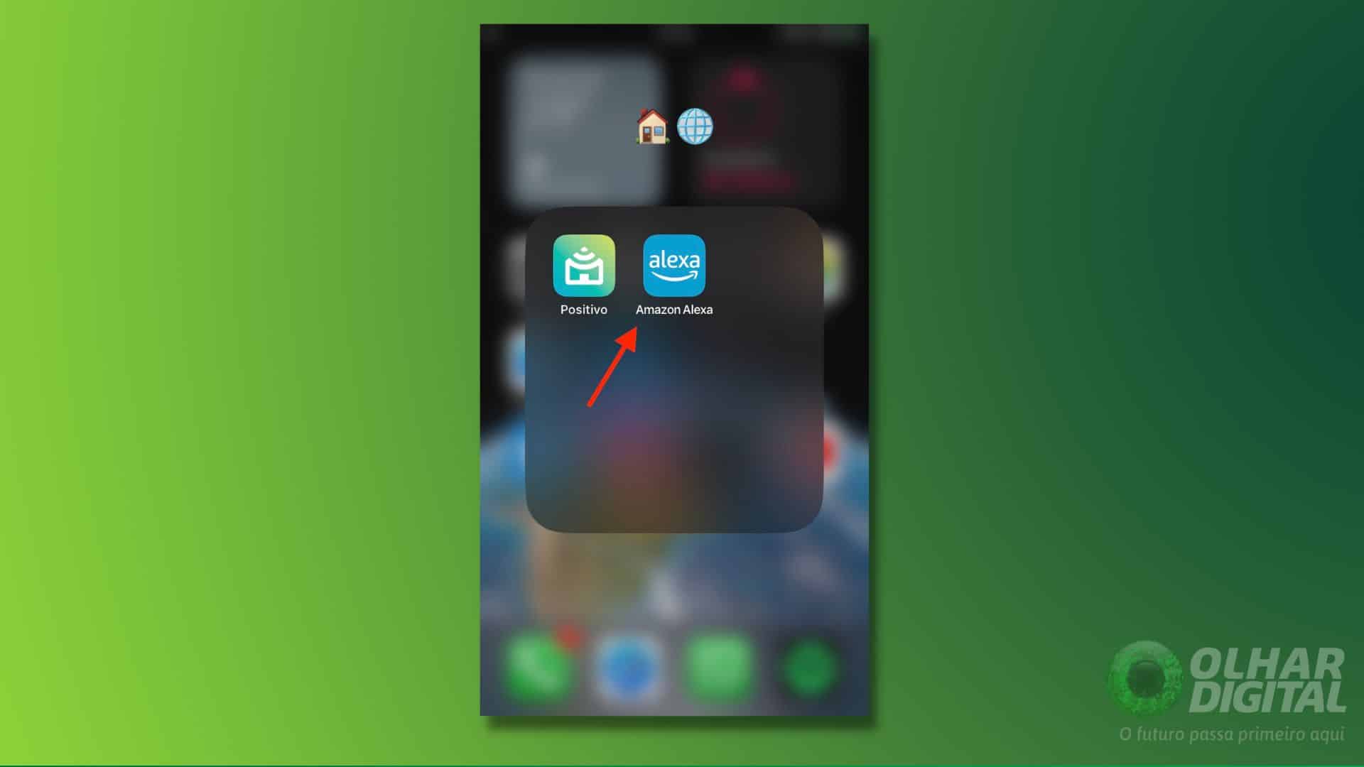 Tela inicial do iPhone com app da Alexa