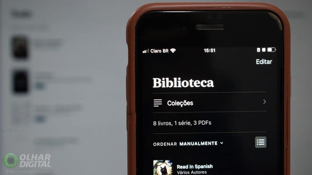 Apple Livros aberto em iPhone e Mac