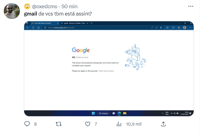 Gmail fora do ar
