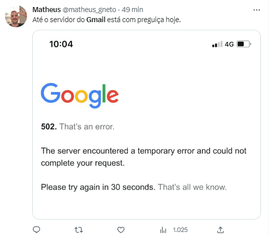 Gmail fora do ar