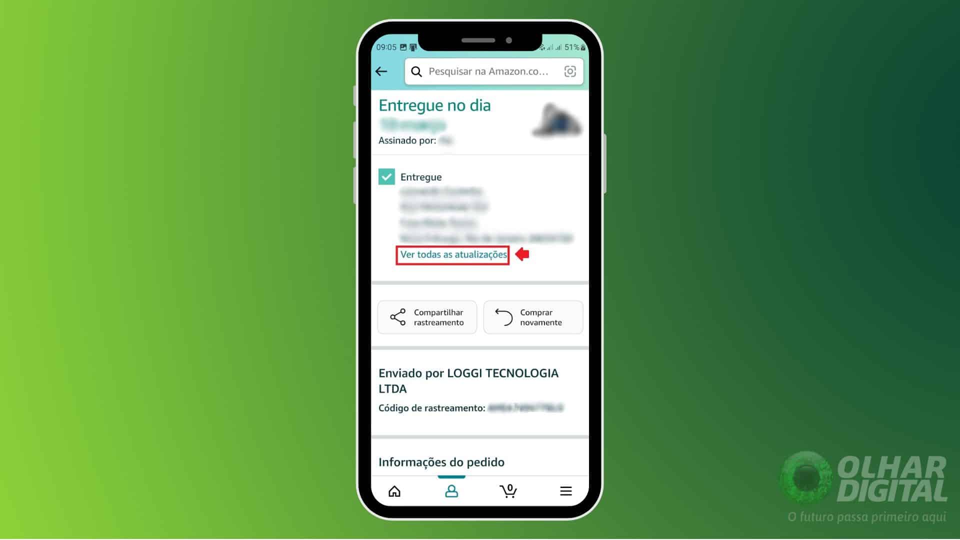 Como rastrear encomenda pelo app - Passo 4