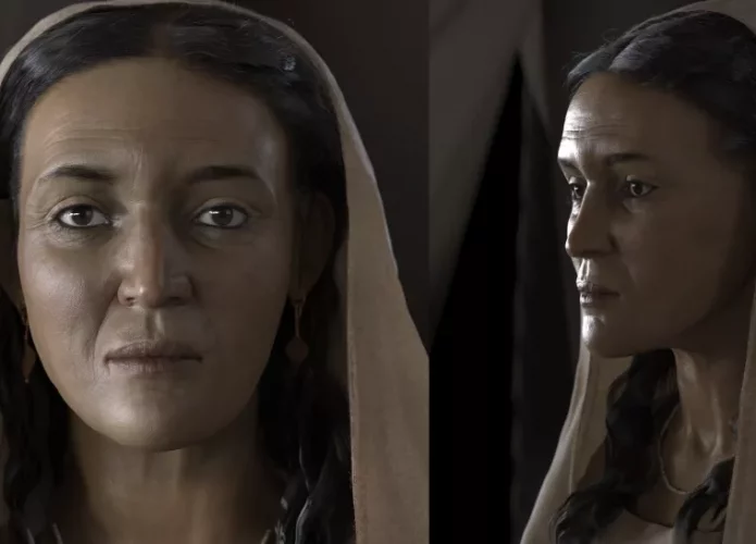 Aproximação facial de mulher nabateia (Credito: Royal Commission for AlUla)