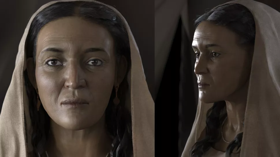 Aproximação facial de mulher nabateia (Credito: Royal Commission for AlUla)