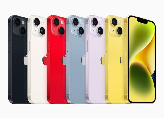 Todas as cores do iPhone 14 (Imagem: divulgação/Apple)