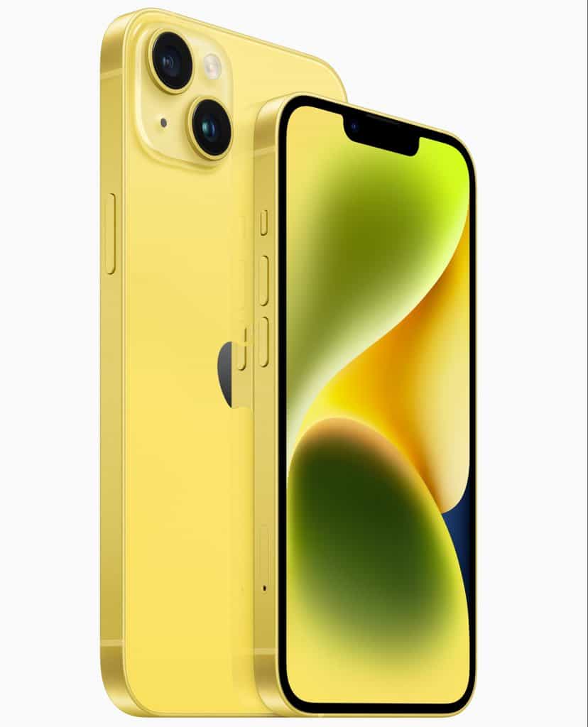 iPhone 14 e 14 Plus amarelos (Imagem: divulgação/Apple)