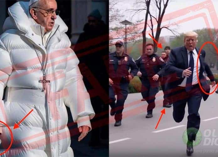 Fotos falsas criadas por IA do Papa Francisco e de Donald Trump