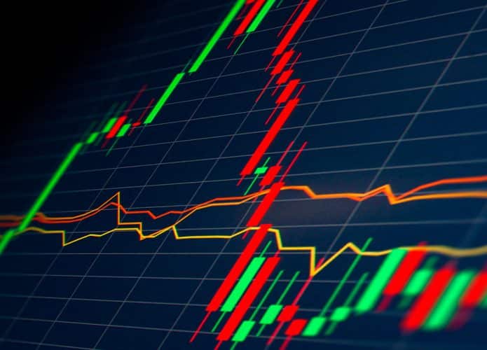 Linhas de ações financeiras em tela de monitoramento