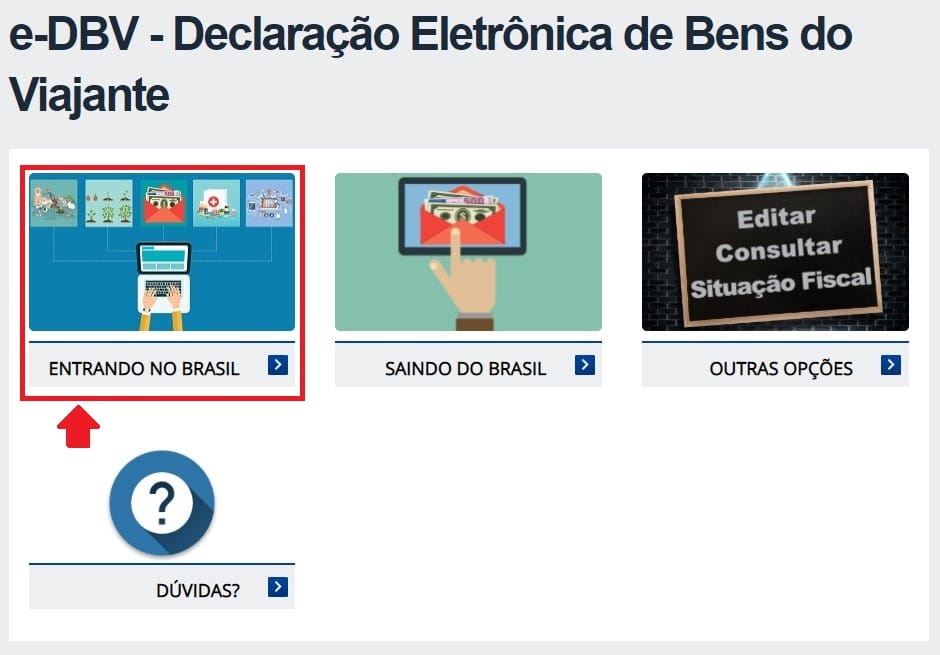 Como emitir a declaração eletrônica de bens do viajante pela internet - Passo 1