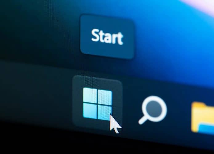 Botão Iniciar do Windows 11 na tela do PC