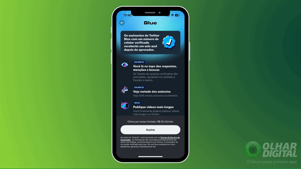 Twitter Blue (Imagem: reprodução/Olhar Digital)
