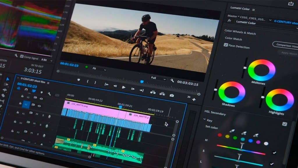 Tela de edição no Adobe Premiere