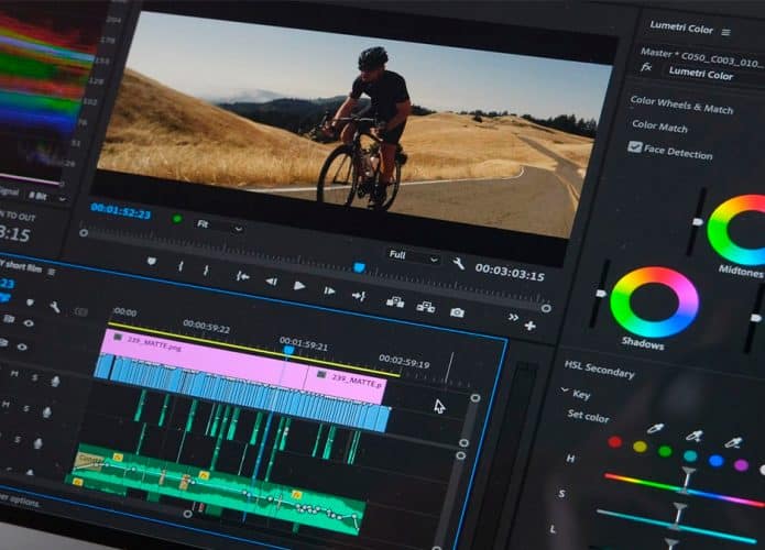 Tela de edição no Adobe Premiere